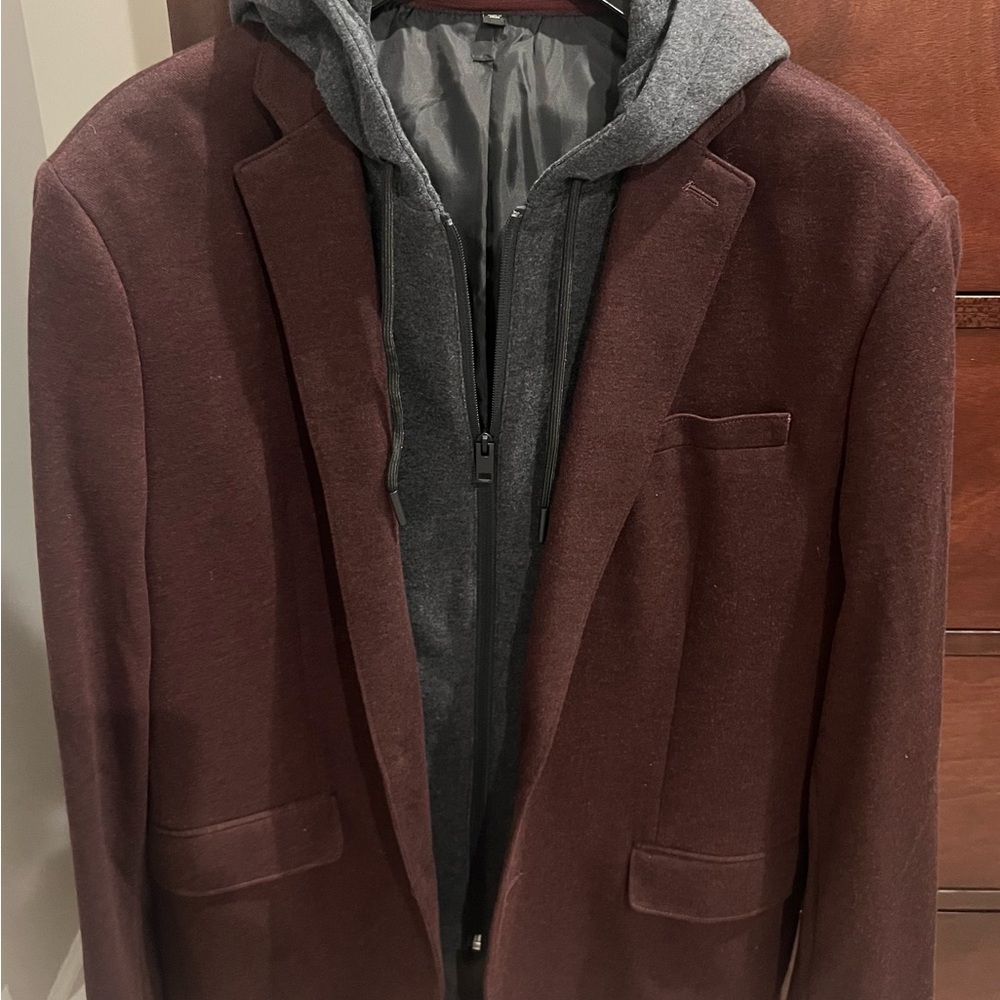 Express Maroon Blazer with Charcoal Hoodie